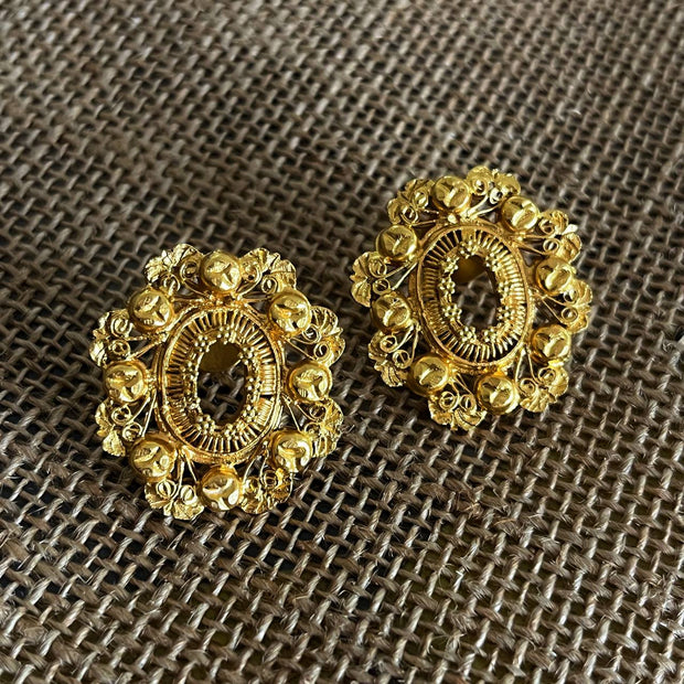Filipino Gold Reliquary Tamborin Earrings 