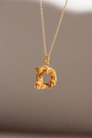 Initial Letter Tambourine Gold Charm Necklace