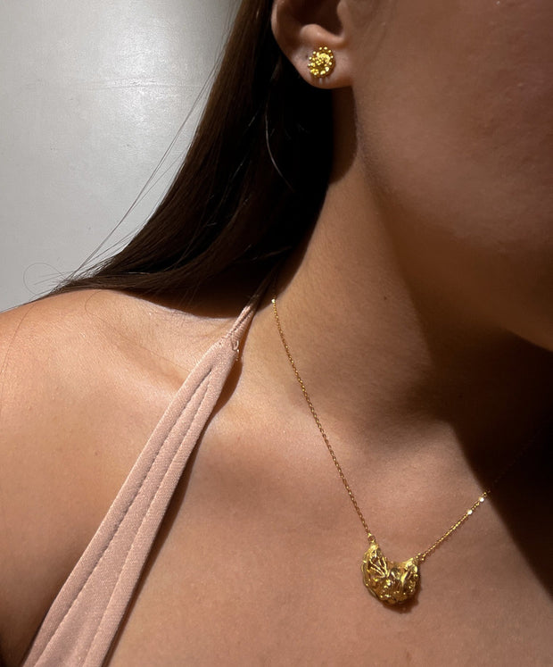 Gold Filigree Lerida Crescent Necklace When Worn