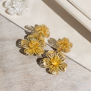 Gold Carnation Drop Earrings