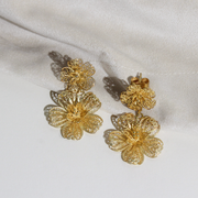Gold Carnation Drop Earrings