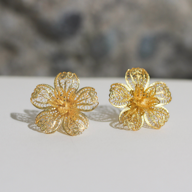 Gold Carnation stud earrings