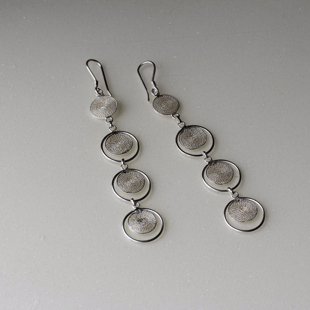 Dionne Filigree 4-Disc Drop Earrings Silver Philippines