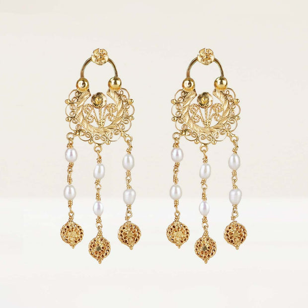 Dominique Pearl Creolla (3-Way) Gold Earrings