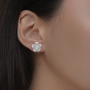 On model, silver Gumamela Filigree Detachable 2-Way Long Drop Earrings (stud only)