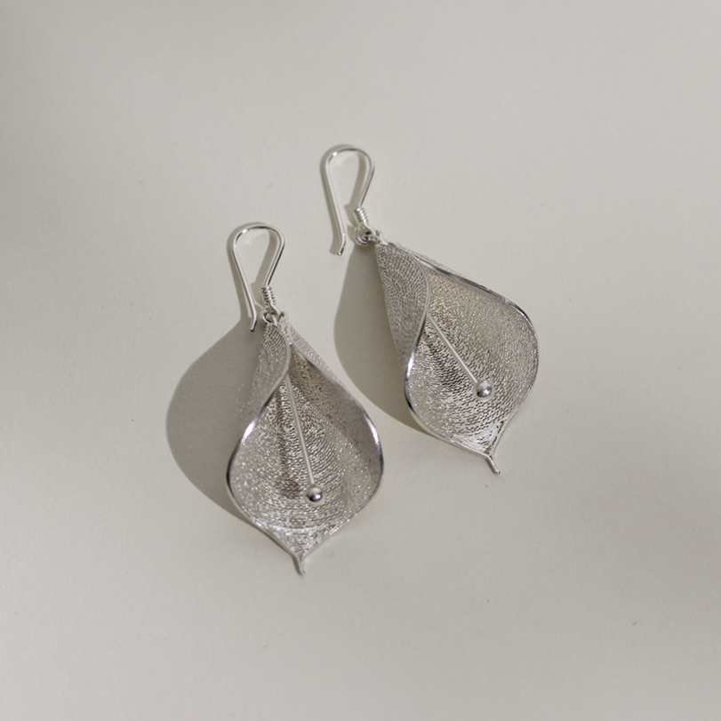 Liryo Calla Lily Hook Drop Earrings AMAMI Filipino Jewelry