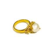 Pearl Tambourine Ring Gold
