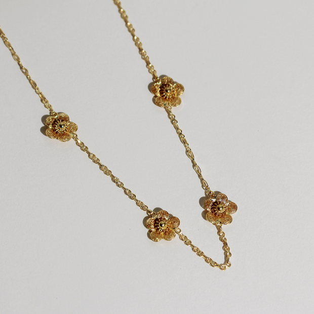 Gold Sampaguita Filigree Charm Necklace