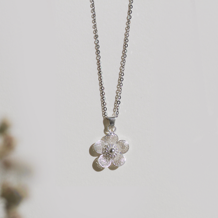 Silver Sampaguita Minimalist Pendant Necklace