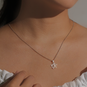 On model, silver Sampaguita Minimalist Pendant Necklace