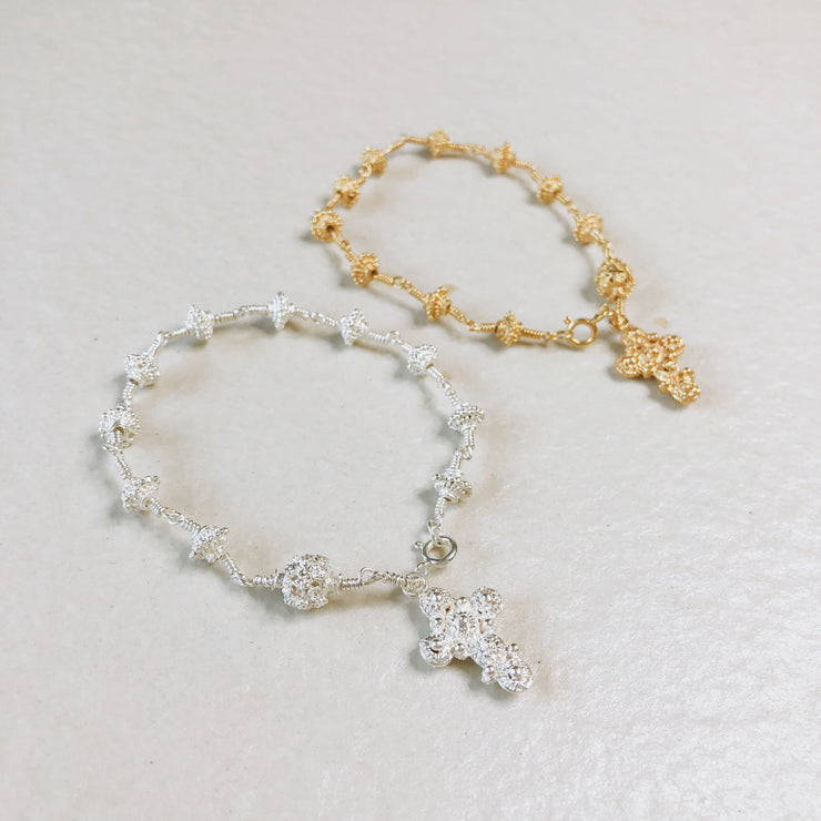 Amami Tambourine Rosary Bracelet Silver